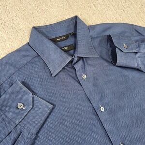 Paul Smith Shirt Men 16.5 42 (L) Blue Birdseye Dot Button‎ Up ITALY Made Wealth